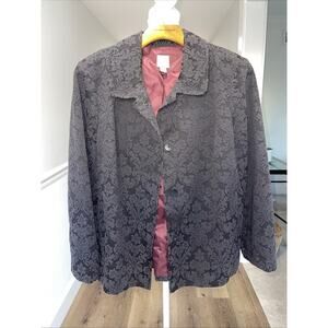 J Jill Sz 14P Petite Black Carpet Bag Jacket Button Front Blazer Career Lined